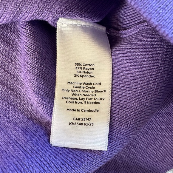 NWT Talbots Purple V-Neck Short Sleeve Ribbed Knit Sweater Office Top Size Large - Picture 4 of 7